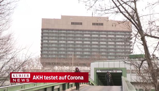 Das Allgemeine Krankenhaus (AKH) in Wien an einem trüben Tag.