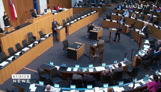 Eine Sitzung im österreichischen Parlament mit Rednern und Abgeordneten.