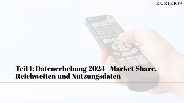 Eine Hand hält eine Fernbedienung vor einem weißen Hintergrund. Im Vordergrund steht der Text „Teil 1: Datenerhebung 2024“.