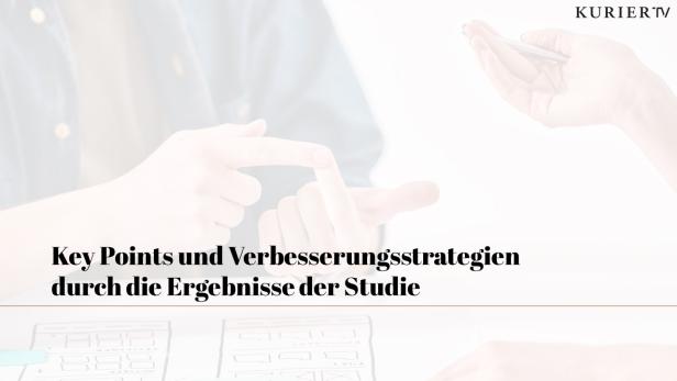 Zwei Personen besprechen Key Points und Verbesserungsstrategien anhand einer Studie.