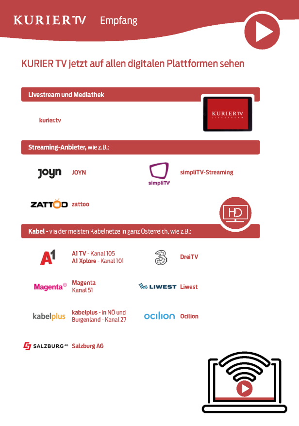 Das Kurier TV ist jetzt auf verschiedenen digitalen Plattformen empfangbar.