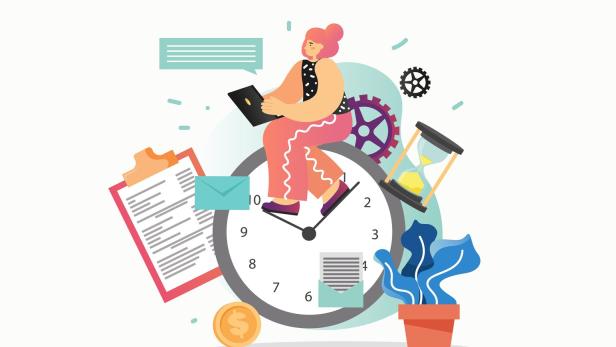 Time management, vector flat style design illustration