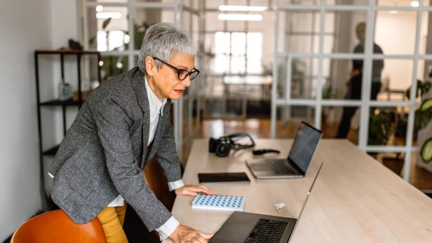 Woman on a video call in the office