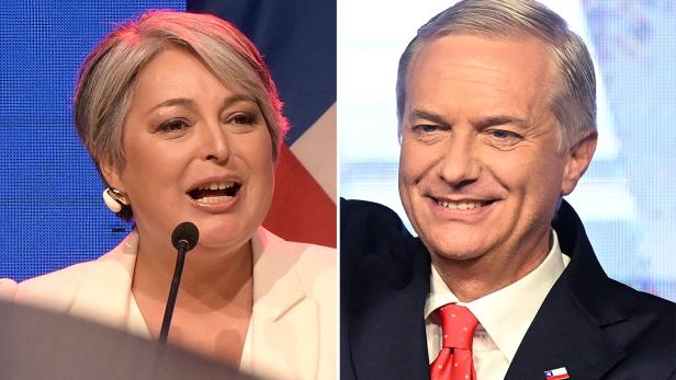 In der Stichwahl ums Präsidentenamt in Chile: Linkskandidatin Jeannette Jara und der ultrarechte Politiker José Antonio Kast 