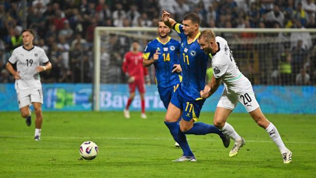 Zwei Protagonisten vom Hinspiel: Laimer (re.) traf beim 2:1-Sieg der Österreicher genauso wie Bosniens Star Edin Dzeko