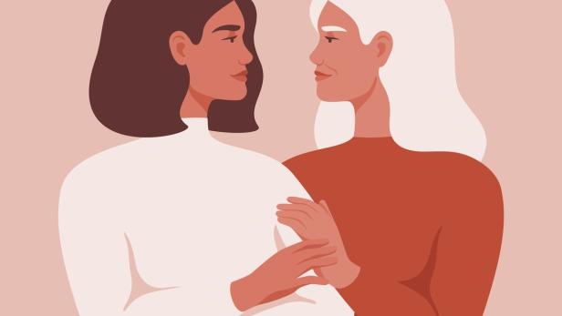 Grafik von zwei Frauen die sich ansehen