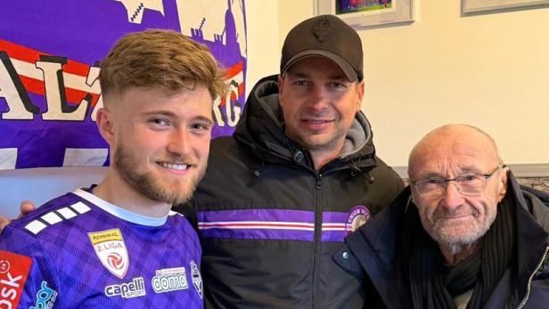 Phil und Mathew Collins mit Salzburg-Obmann Rettenbacher (Mitte)