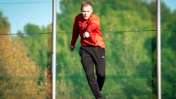 Rapid-Trainer Hoff Thorup bei der Arbeit