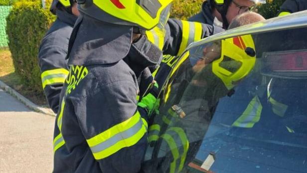 Die Feuerwehr musste die Seitenscheibe des Pkw einschlagen.