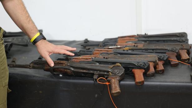 Israeli army display seized enemy combat equipment