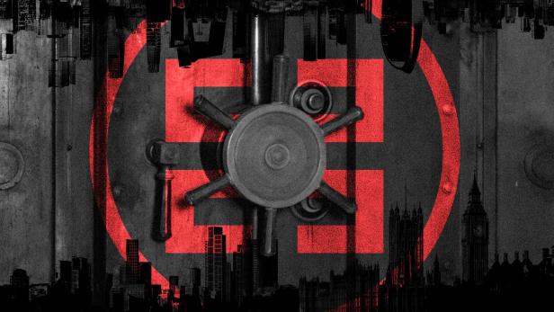 Illustration aus einem Tresor und dem Firmenlogo der Bank ICBC