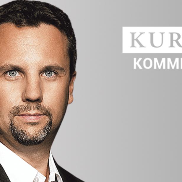 Ein Porträt von Kleedorfer neben dem Schriftzug „Kurier Kommentar“.