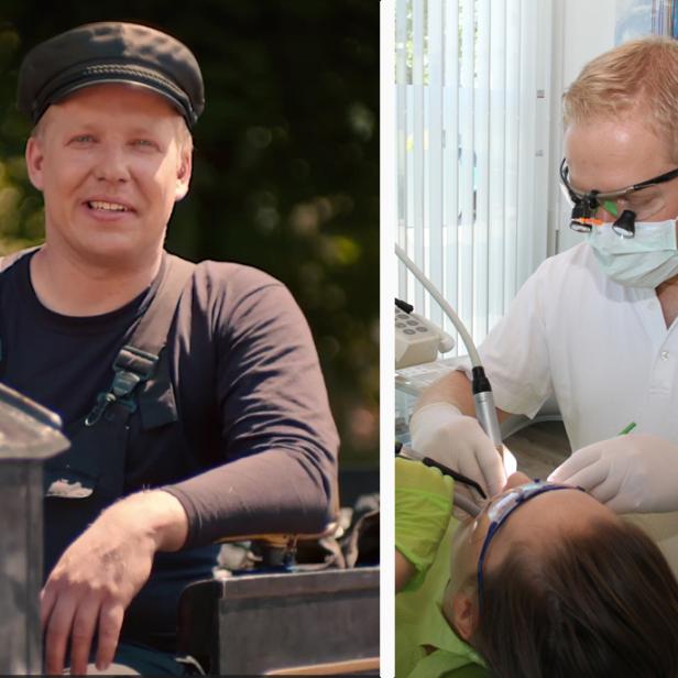 Lidauer als Lokführer und als Zahnarzt.