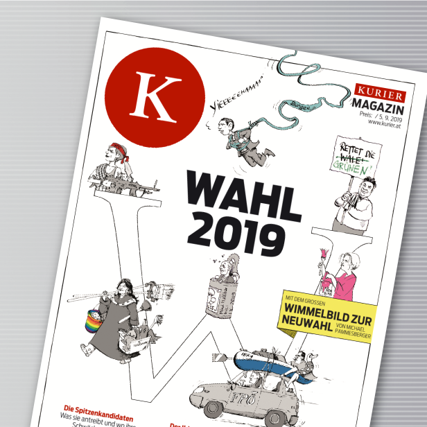 Karikatur zum Thema Wahl 2019, erschienen im Kurier Magazin.