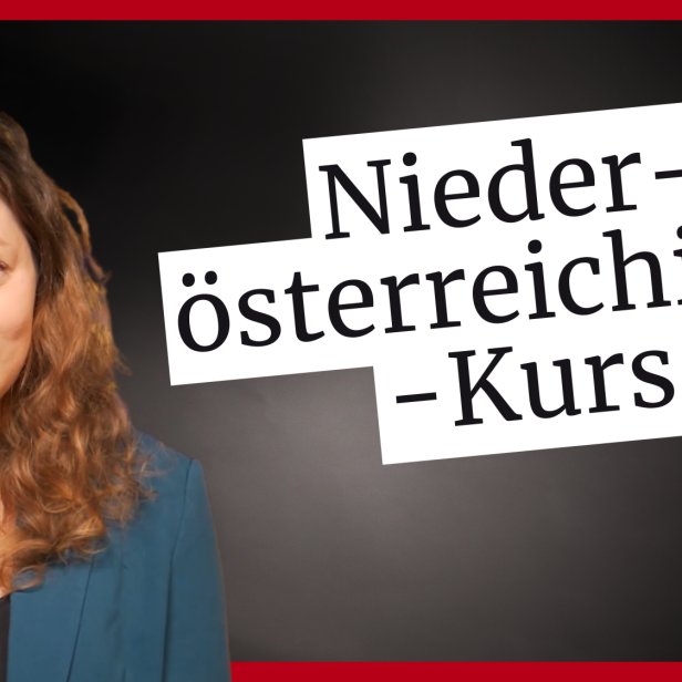 Eine Frau präsentiert einen „Niederösterreichisch-Kurs“.